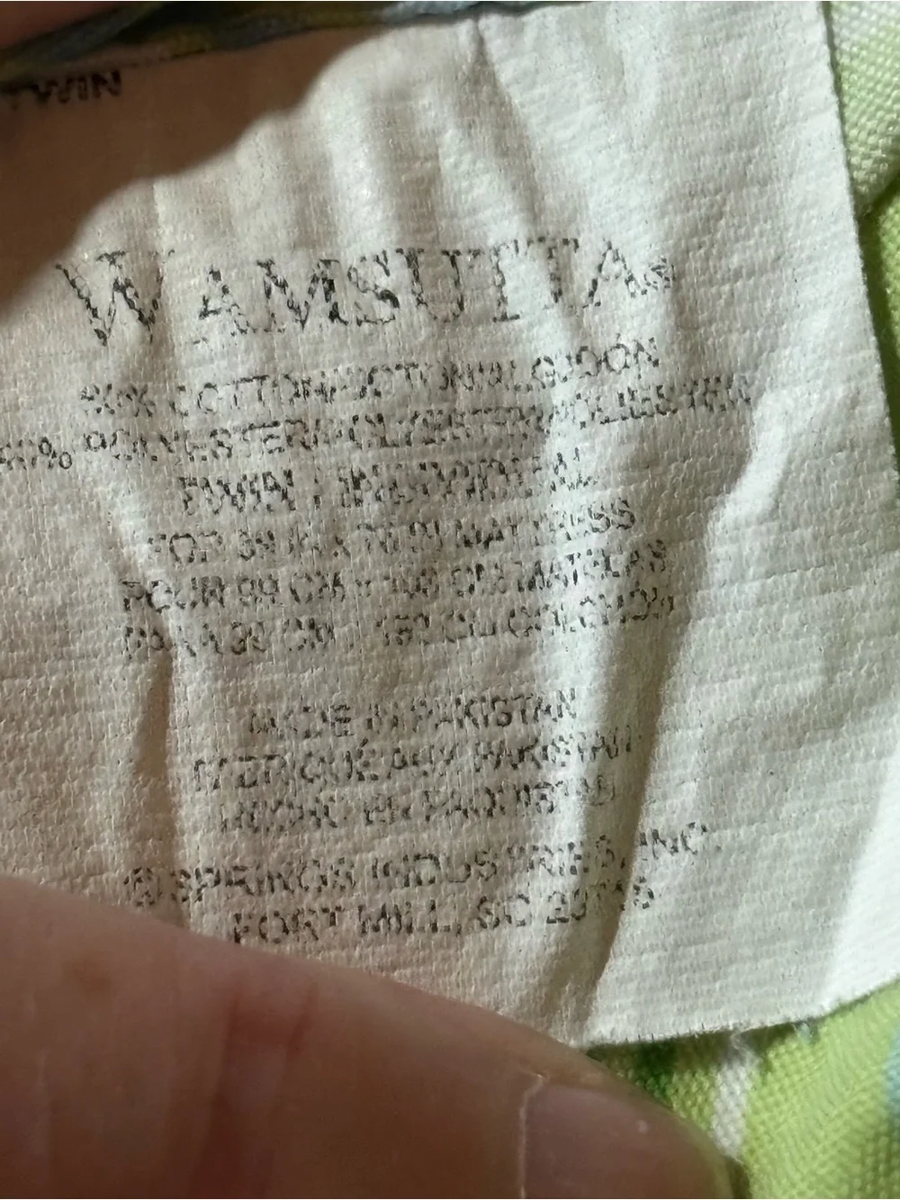 VTG Wamsutta Stripe Green Blue White TWIN Flat & Fitted Sheet Cotton/Polyester